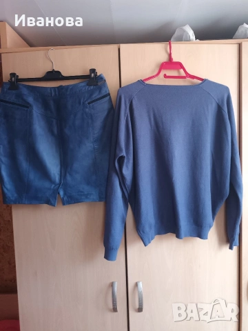 Сет кожена пола и красива блуза с котки, снимка 3 - Поли - 53754099