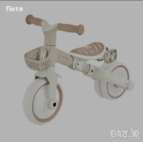 Нова, неизползвана триколка с родителски контрол 3в1 GLOBBER LEARNING TRIKE PLUS ECOLOGIC, бежова. Л, снимка 3 - Детски велосипеди, триколки и коли - 55709014