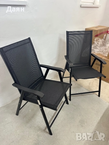 Комплект от 2 градински сгъваеми стола Yaheetech със стоманена рамка  , снимка 2 - Градински мебели, декорация  - 51986042