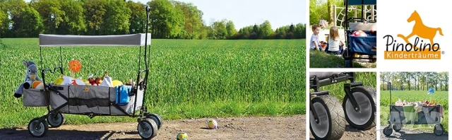 Сгъваема ръчна количка с покрив за къмпинг и плаж Pinolino Paco, снимка 8 - Къмпинг мебели - 53468115