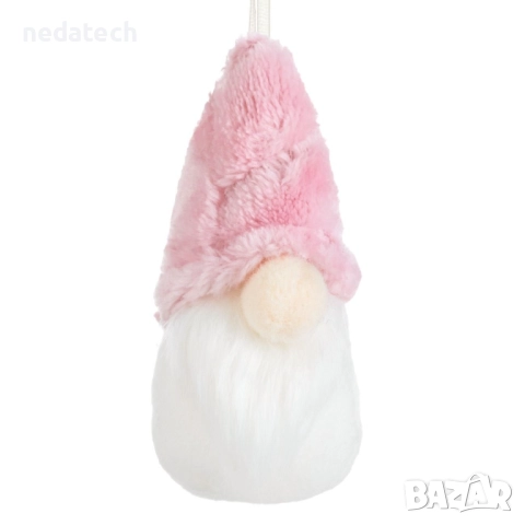 Гном с розова пухкава шапка, 6x11cm