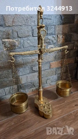 Масивна месингова везна , снимка 3 - Антикварни и старинни предмети - 51409916