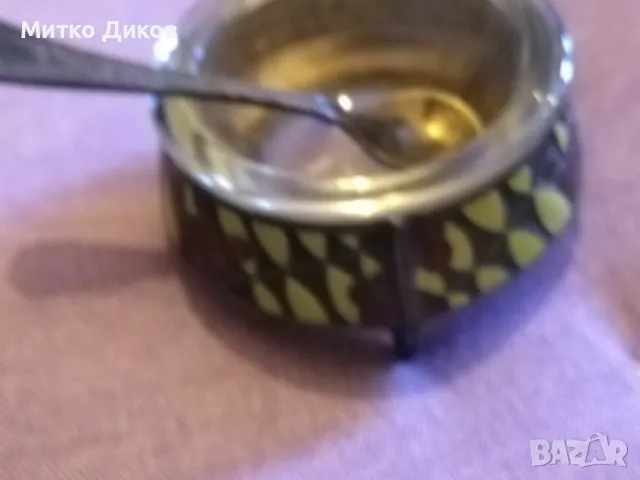 РЯДКА РУСКА СОЛНИЦА съдче за хайвер Н-36мм и фи 65 и56мм Емайл Мелхиор СССР с лъжичка 75мм, снимка 6 - Колекции - 49470379