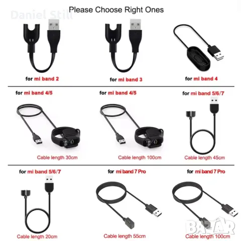 Зарядно устройство за ВСИЧКИ Xiaomi Band 9/8/7/6 Pro /Redmi Watch 3/Watch2 Lite/Redmi Smart Band Pro, снимка 3 - Смарт гривни - 43112357