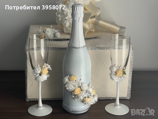 Сватбени чаши, снимка 3 - Сватбени аксесоари - 44272354
