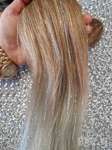 Професионален Бутиков Блестящ Канекалон Ангелска Коса-Yaki Remy 100%-SPARKLE Hair Braids! КОД АН153, снимка 3 - Аксесоари за коса - 41721869