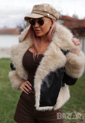 кожено яке с пух , снимка 3 - Якета - 53067371