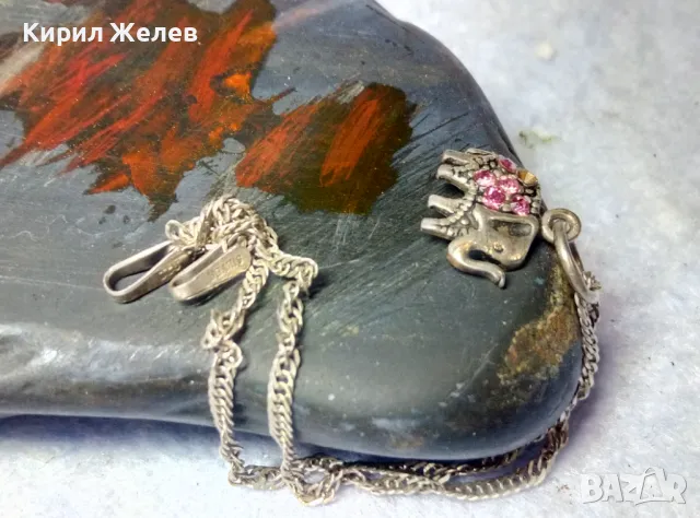 СТИЛНА ВИНТИДЖ ПЛЕТКА СРЕБЪРНА ГРИВНА СРЕБРО 925 със СРЕБЪРНА ВИСУЛКА СЛОНЧЕ с КРИСТАЛЧЕТА 49315, снимка 8 - Гривни - 49757269