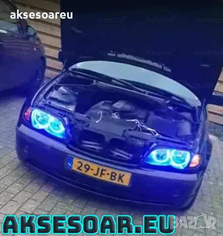 Ангелски очи многоцветни RGB LED Фарове Angel Eyes DRL за кола 2x131 и 2x146 mm за BMW, снимка 12 - Аксесоари и консумативи - 48039732