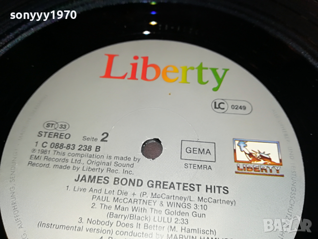 поръчана-JAMES BOND GREATEST HITS-ВНОС GERMANY 2803221047, снимка 18 - Грамофонни плочи - 36253669