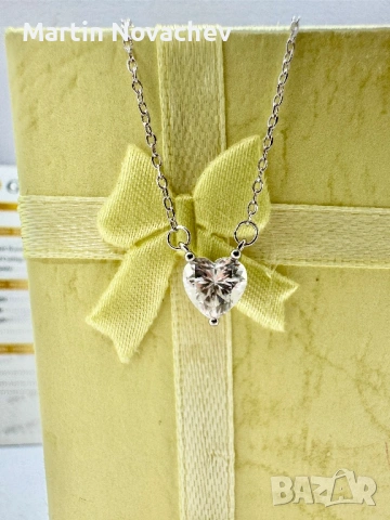 Сребърно колие с мойсанит (Диамант) 1 карат, снимка 10 - Колиета, медальони, синджири - 53820779