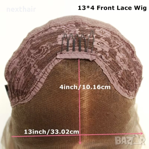 Лейс Фронт Перука 13x4 – Омбре Кафяво към Прасковено Розово, 83 см, снимка 5 - Аксесоари за коса - 52719119