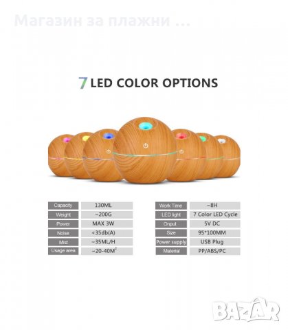 ДИФУЗЕР, ОВЛАЖНИТЕЛ ЗА ВЪЗДУХ С АРОМАТЕРАПИЯ 300МЛ. - код 2471, снимка 8 - Овлажнители и пречистватели за въздух - 34201749