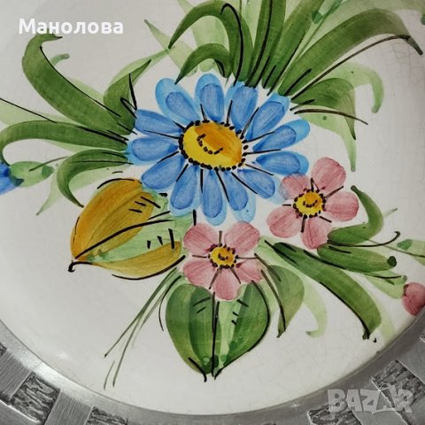 Декоративна порцеланова чиния за стена с обков Rein Zinn., снимка 2 - Други - 40091094