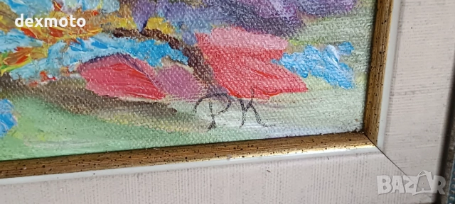 ръчно рисувана маслена картина – букет с цветя, снимка 2 - Картини - 51955780