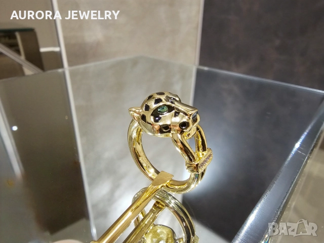 CARTIER Panthere de Cartier Gold Black 5 Diamonds Пръстен, снимка 7 - Пръстени - 52818763