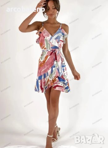 Дамска слинг рокля с абстрактни щампи, 2цвята - 023 , снимка 7 - Рокли - 41600044