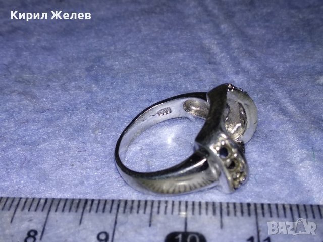 СТАР СРЕБЪРЕН ПРЪСТЕН СРЕБРО 925 с БЯЛА ПОЗЛАТА и МЯСТО За ИНКРУСТИРАНЕ на СКЪПОЦЕНЕН КАМЪК 38238, снимка 14 - Пръстени - 40932594
