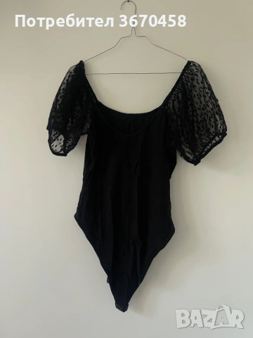 Модерна блузка с ефектни ръкави Л размер еластична боди, снимка 3 - Корсети, бюстиета, топове - 53721855