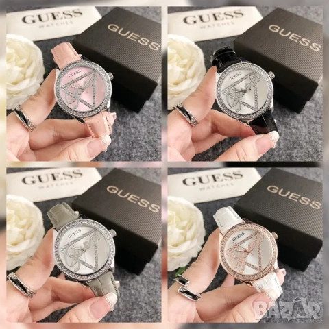 Дамски ръчен часовник Guess с кожена верижка
