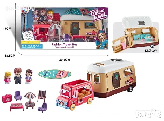 Комплект кола с каравана и фигурки 