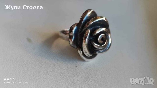 Сребърен пръстен роза