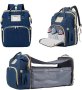Нова удобна чанта за пелени Раница за детска количка с термо джобове Синя
