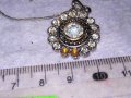 СРЕБРИСТО ВИНТИДЖ АРТ КОЛИЕ с МЕДАЛЬОН с ИСКРЯЩИ ФАСЕТИРАНИ КРИСТАЛИ 31797, снимка 13