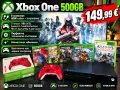 Xbox One 500GB + нов оригинален контролер + 5 игри | Пълен комплект – 149,99 €, снимка 1
