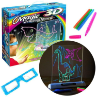 Магическа, светеща 3D дъска за рисуване с цветни маркери, снимка 2 - Рисуване и оцветяване - 44744749