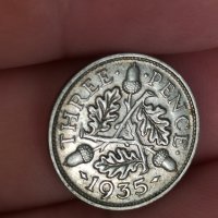 3 пенса 1935 г сребро Великобритания , снимка 1 - Нумизматика и бонистика - 41558408