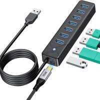 GiGimundo 7-портов USB хъб 3.0, 1M кабел с допълнителни 5V/3A , снимка 1 - Мрежови адаптери - 41804457