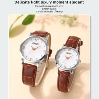 2PCS Fashion Couple Set Watches Luxury Men Women Business Casual Leather Quartz Watch, снимка 1 - Дамски - 40631721