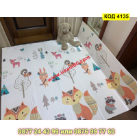 Сгъваемо детско  килимче за игра, топлоизолиращо 160x180x1cm - модел Лисица и Тигър - КОД 4135, снимка 3 - Други - 44683874