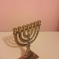 Еврейски месингов свещник, снимка 6 - Антикварни и старинни предмети - 44736276