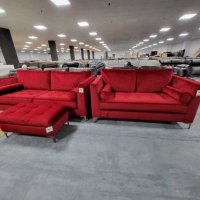 Нови Червени дивани от плат тройка,двойка и табуретка "Idol", снимка 1 - Дивани и мека мебел - 39711887