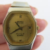 Рядък ретро часовник BWC Swiss Flatline II Quartz 153008, унисекс, снимка 4 - Мъжки - 44685540