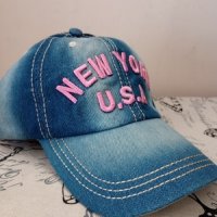 Дамска дънкова шапка New York, снимка 2 - Шапки - 41491900