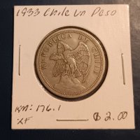 Чили 1 песо 1933 Южна Америка Монета от Чили, снимка 4 - Нумизматика и бонистика - 42012918