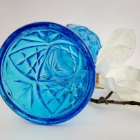 Синя стъклена ваза Rossini Empoli Blue Art Glass., снимка 3 - Вази - 42335124