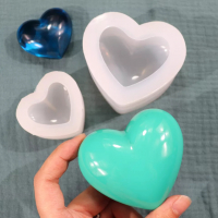3D Заоблено сърце 3 размера силиконов молд форма декорация фондан шоколад свещ гипс сапун калъп, снимка 2 - Форми - 34719117