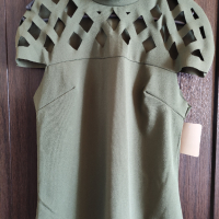 нова зелена еластична блуза с изрязани части, снимка 4 - Тениски - 44803329