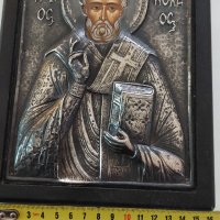 Сребърна икона Свети Николай Чудотворец/сребро 925/, снимка 11 - Икони - 38829136