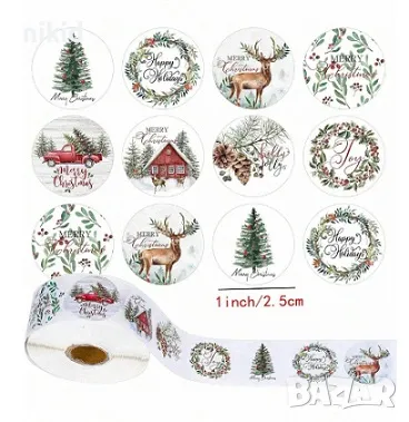 100 бр Коледни картинки малки самозалепващи лепенки стикери за ръчна изработка декорация, снимка 1
