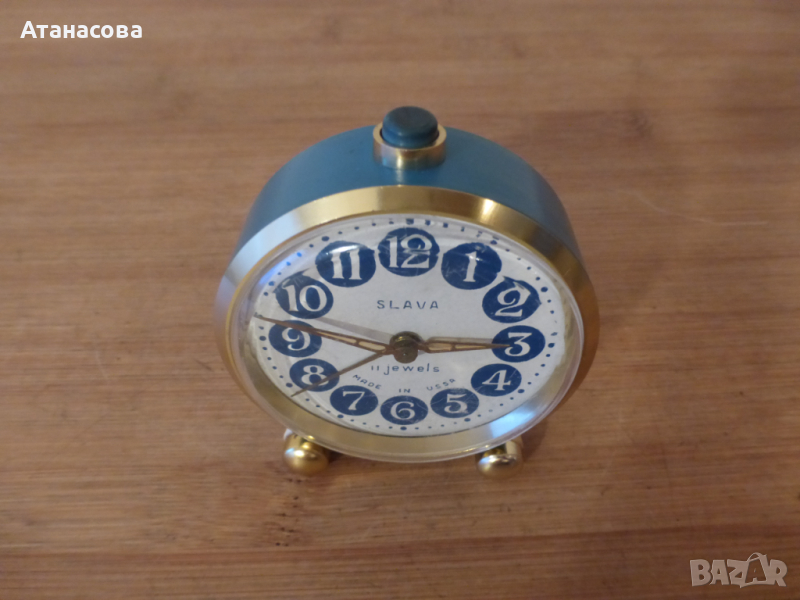 Будилник часовник Слава 2 крачета син корпус, снимка 1