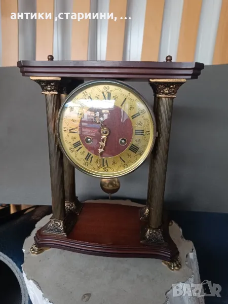 Антикварен,механичен колонен часовник , снимка 1
