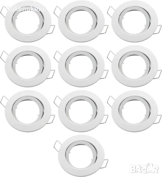 НОВ! Комплект от 10 бели алуминиеви рамки за вграждане – въртящи се, снимка 1