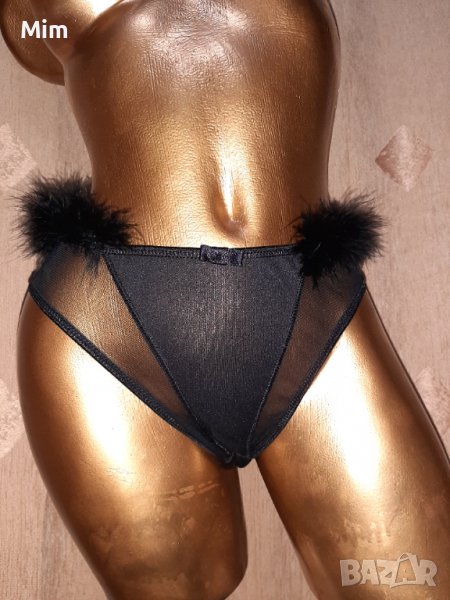 М/L  Черна бикина с черни пухчета , снимка 1