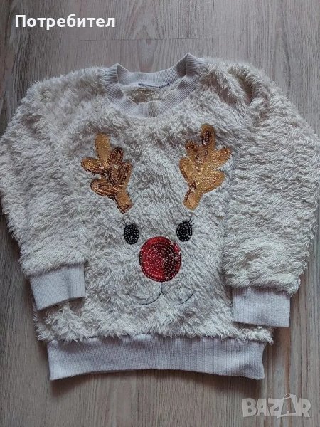 Детска коледна блуза с дълъг ръкав 98-104, снимка 1