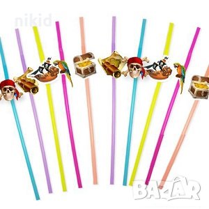 10 бр Пират Пирати Пиратско парти парти сламки рожден ден, снимка 1